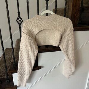 House of Harlow Cream Cropped Sweater Shrug / Bolero